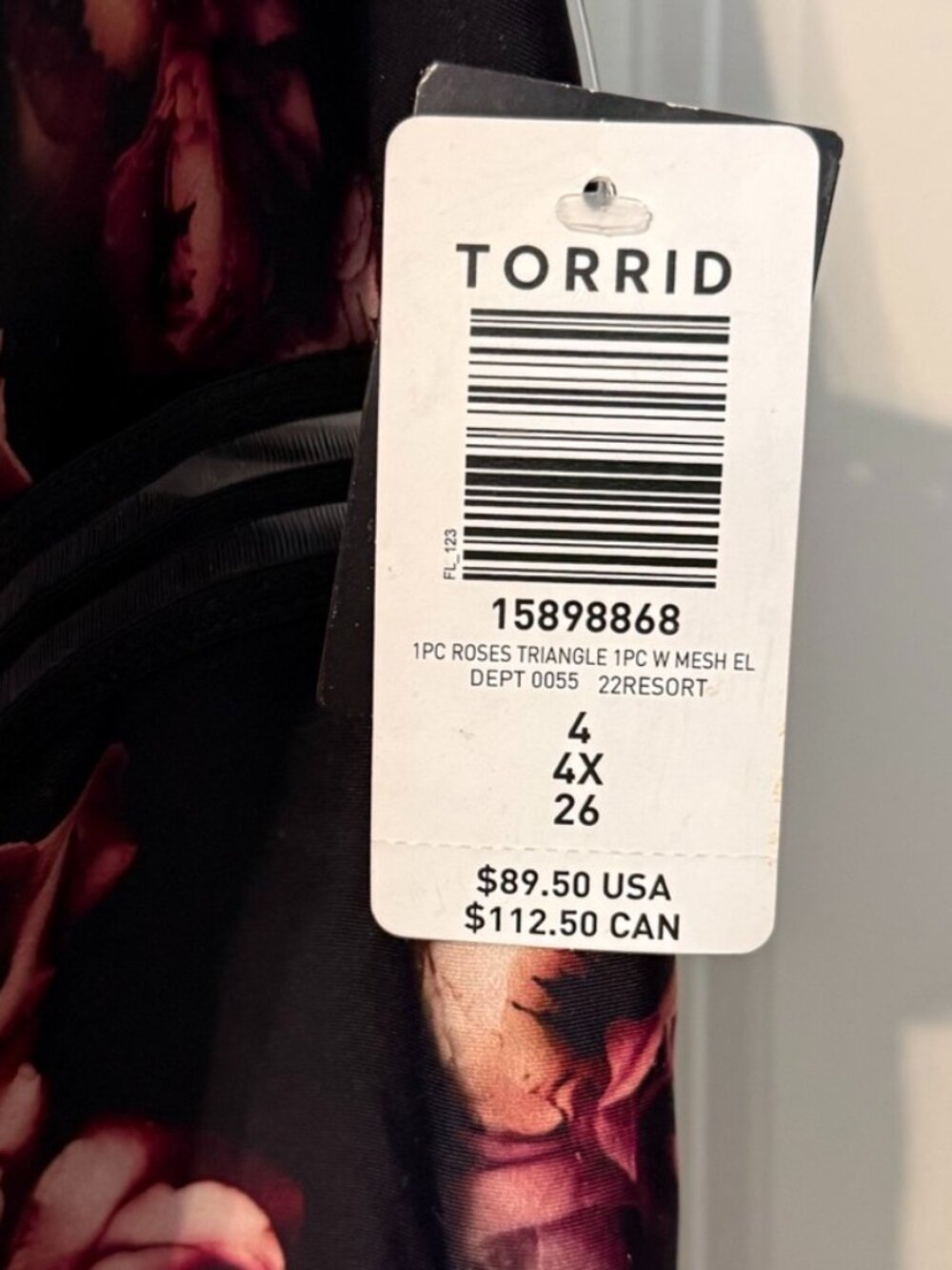 **Sale** NWT Torrid One-Piece Rose Print Swimsuit with Mesh Accents 4x/26 - Picture 5 of 5